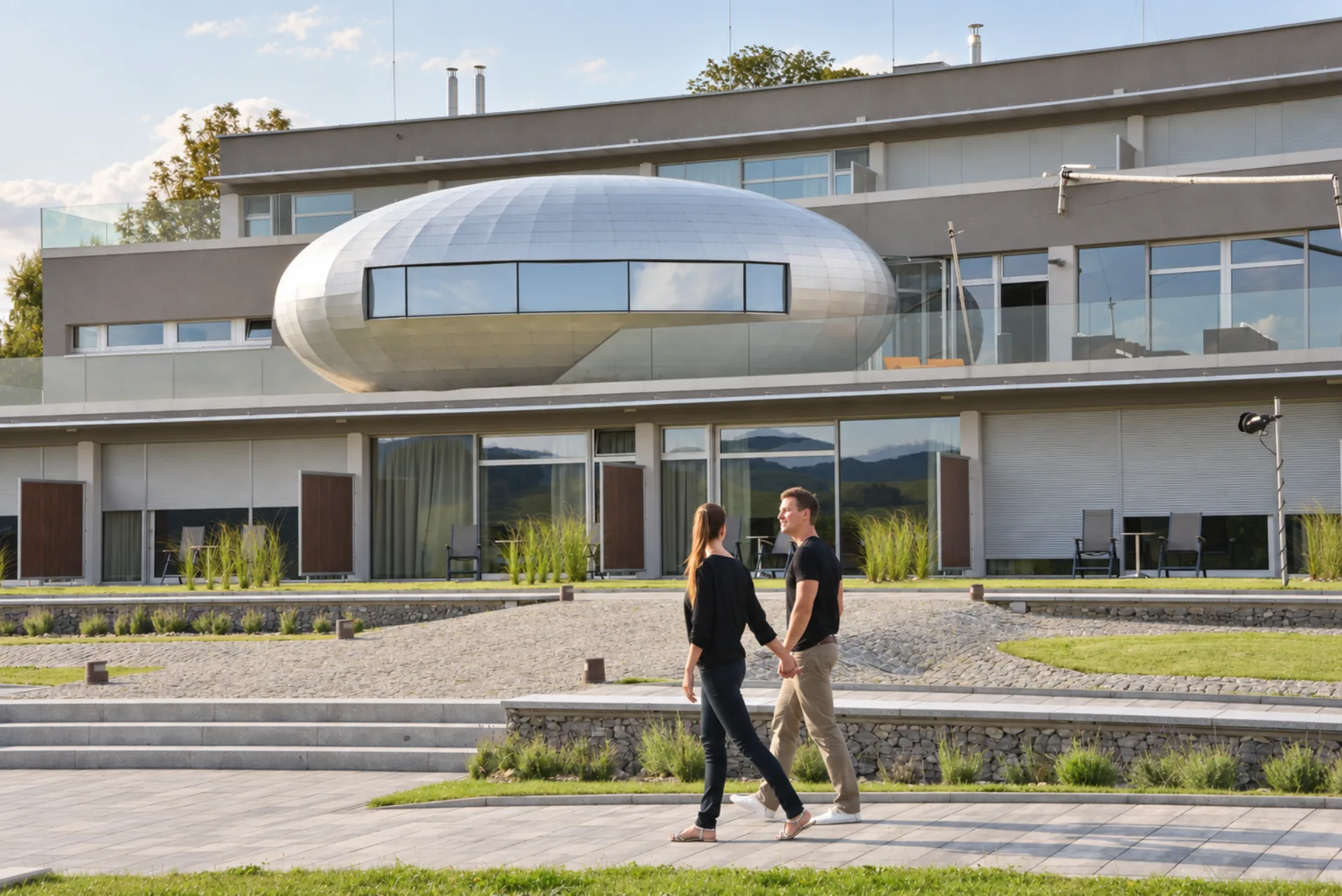 Moderní architektura Antonie Hotelu s designovým salonkem Paraboloid